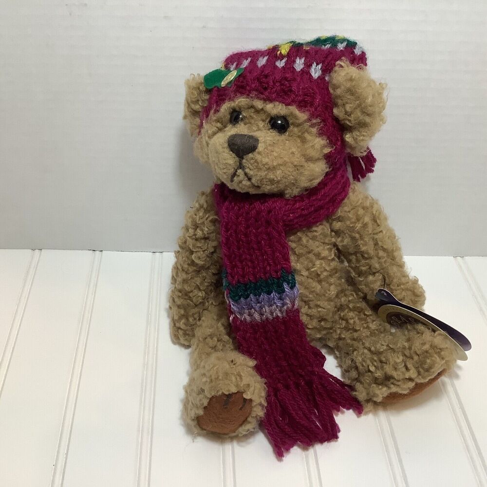 Brass Button Bears Stuffed Animal Named Dooley Winter Scarf Beanie Plush